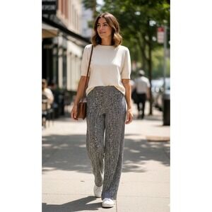 Three‎ Dots Resort Wear Geometric Print Flowy Wide Leg Pants Medium Palazzo